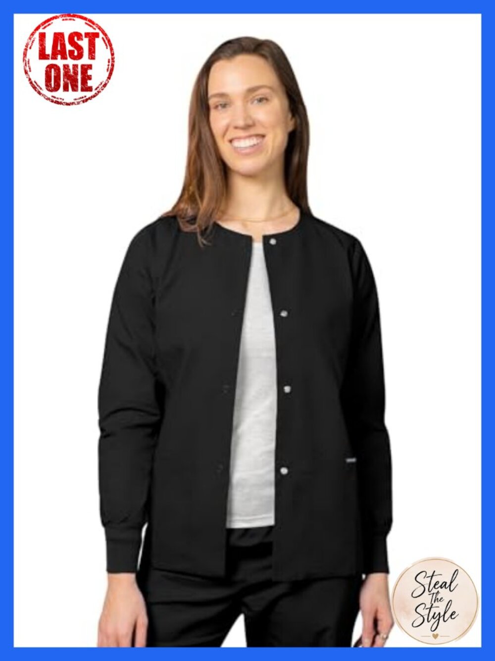 Adar Women's Round Neck Warm-Up Scrub Jacket Medical Workwear
